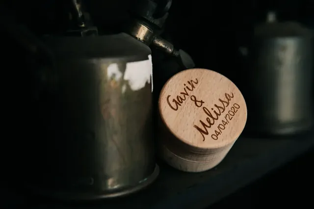 Detail of a personalised wedding keepsake