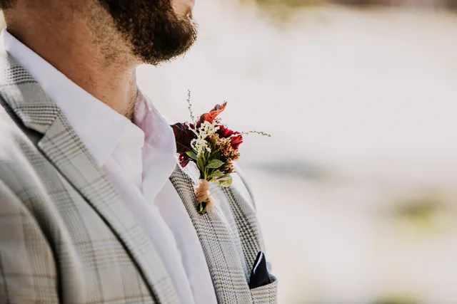 Detail of the groom's native flower buttonhole