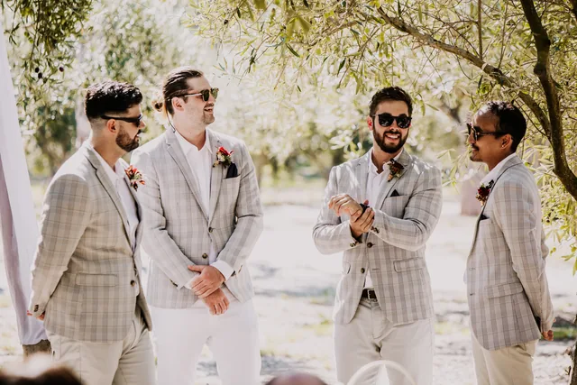 Groom and his groomsmen before the ceremony